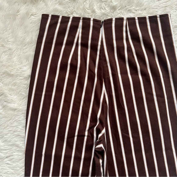 Reformation Pants Marlon Pant Cropped High Waist Coffee Stripe Brown 2 - Picture 6 of 11